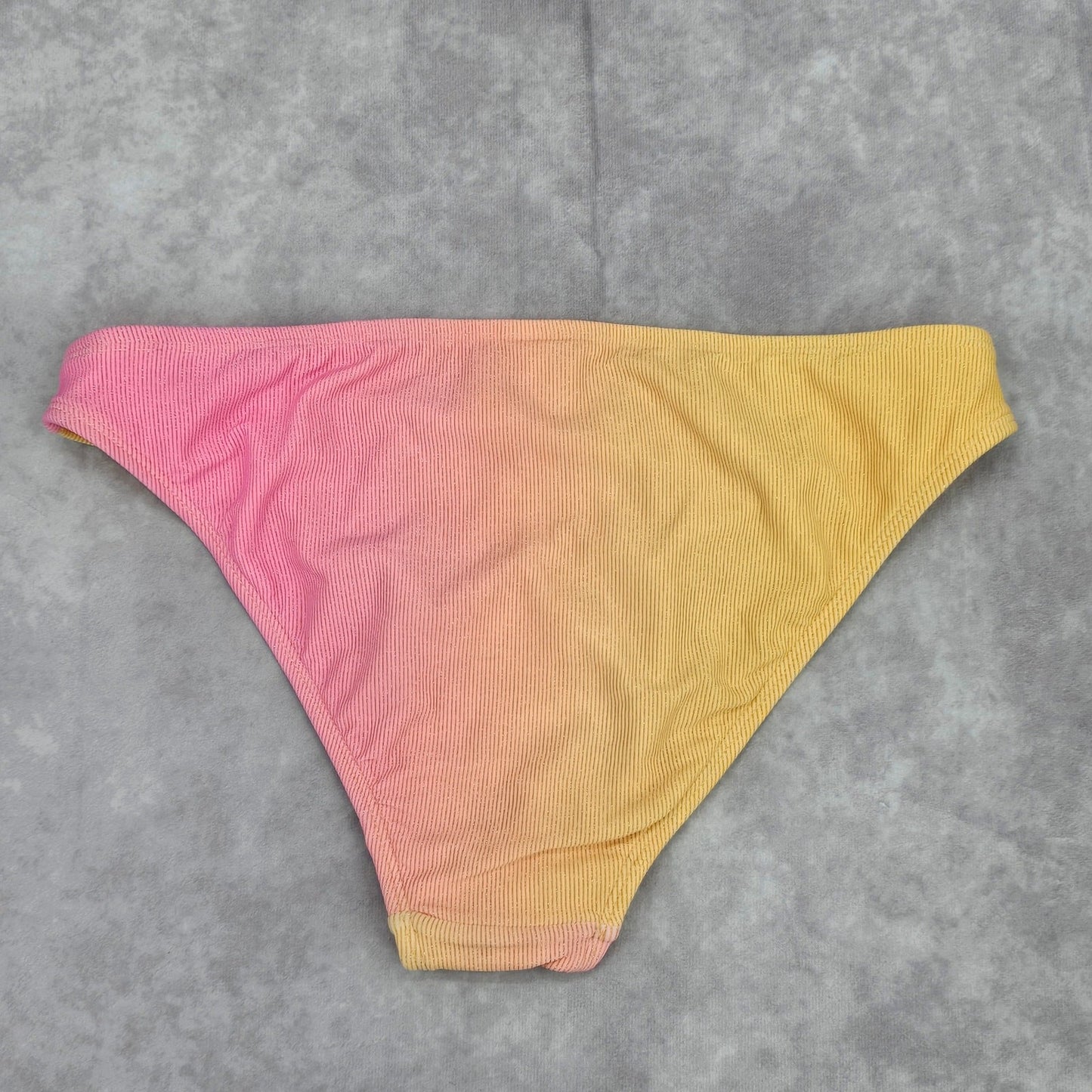 Xhilaration Orange Pink Ombre Ribbed Gold Metallic Bikini Bottom Swimwear Medium