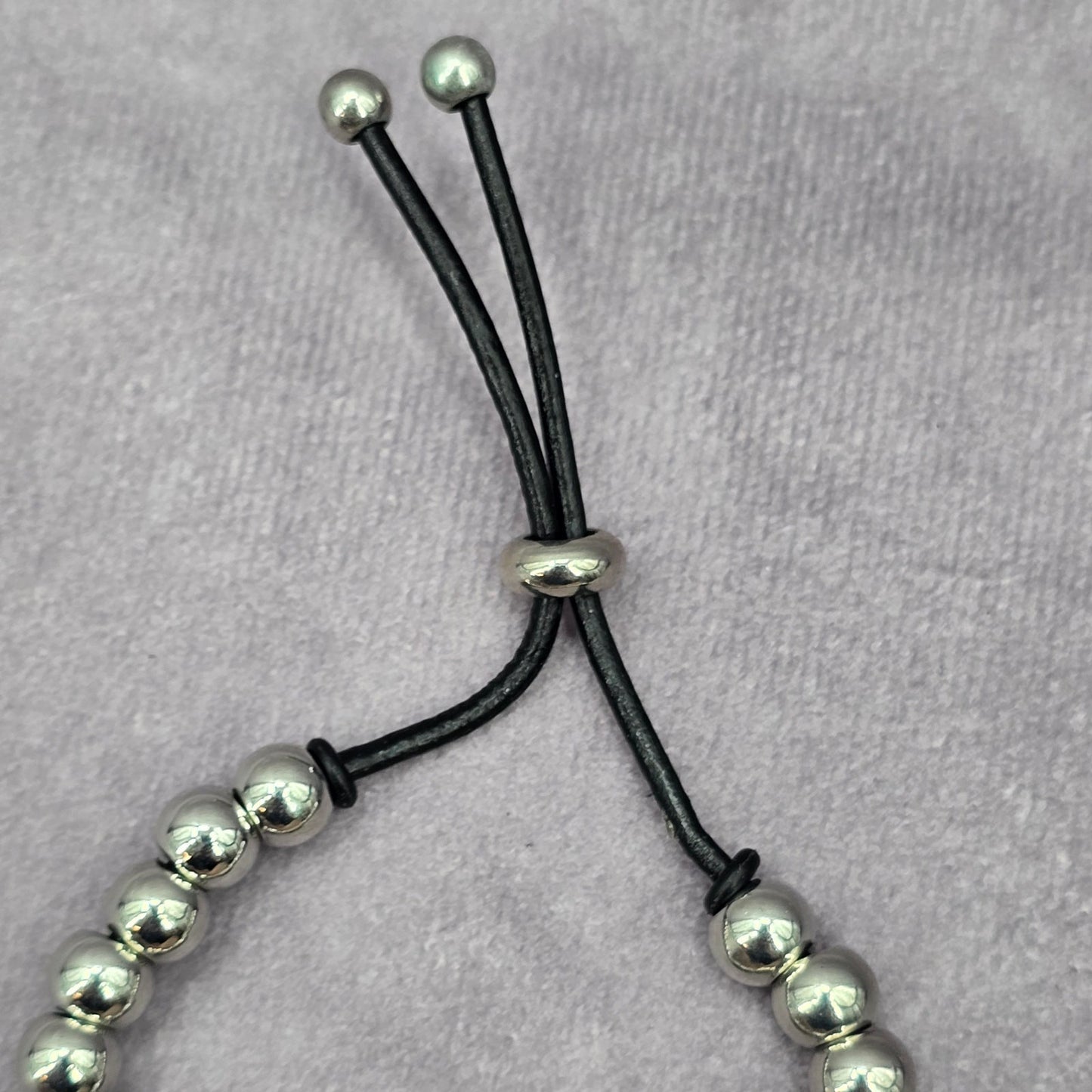Silver Circle Bead Charm Gemstone Adjustable Bracelet Boho Retro Fashion Jewelry