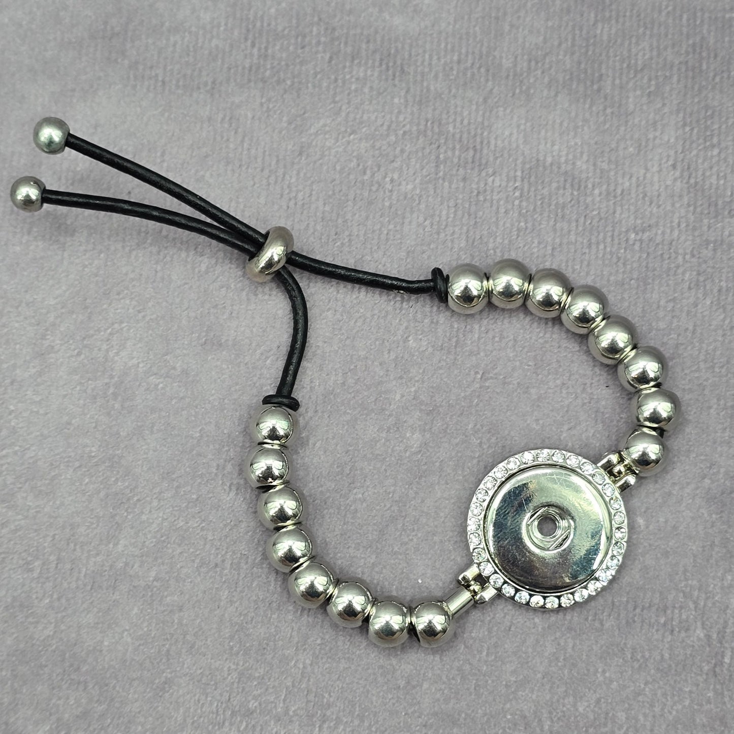 Silver Circle Bead Charm Gemstone Adjustable Bracelet Boho Retro Fashion Jewelry