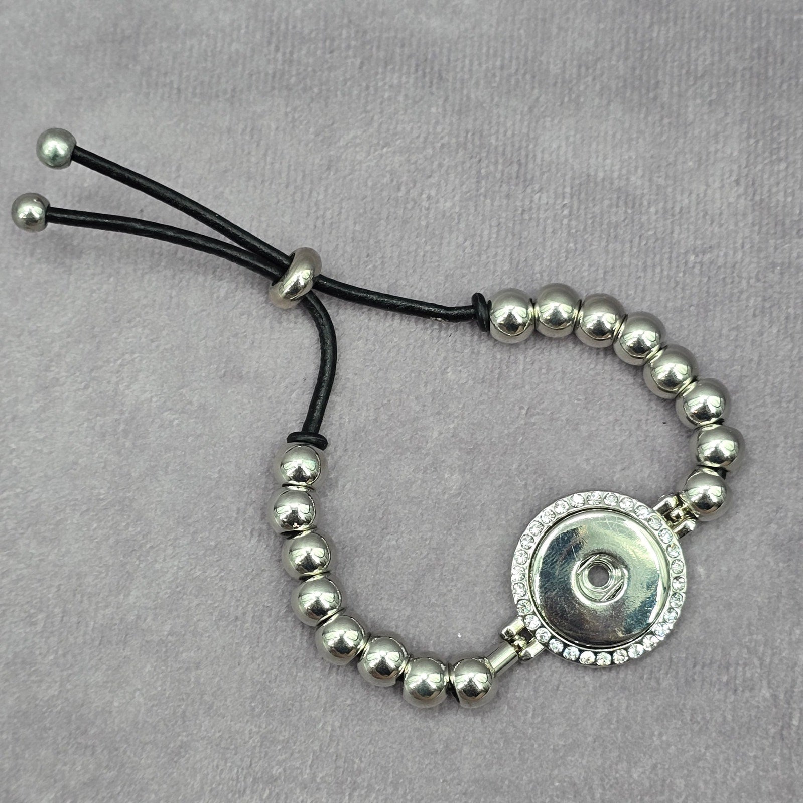 Silver Circle Bead Charm Gemstone Adjustable Bracelet Boho Retro Fashion Jewelry