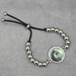 Silver Circle Bead Charm Gemstone Adjustable Bracelet Boho Retro Fashion Jewelry