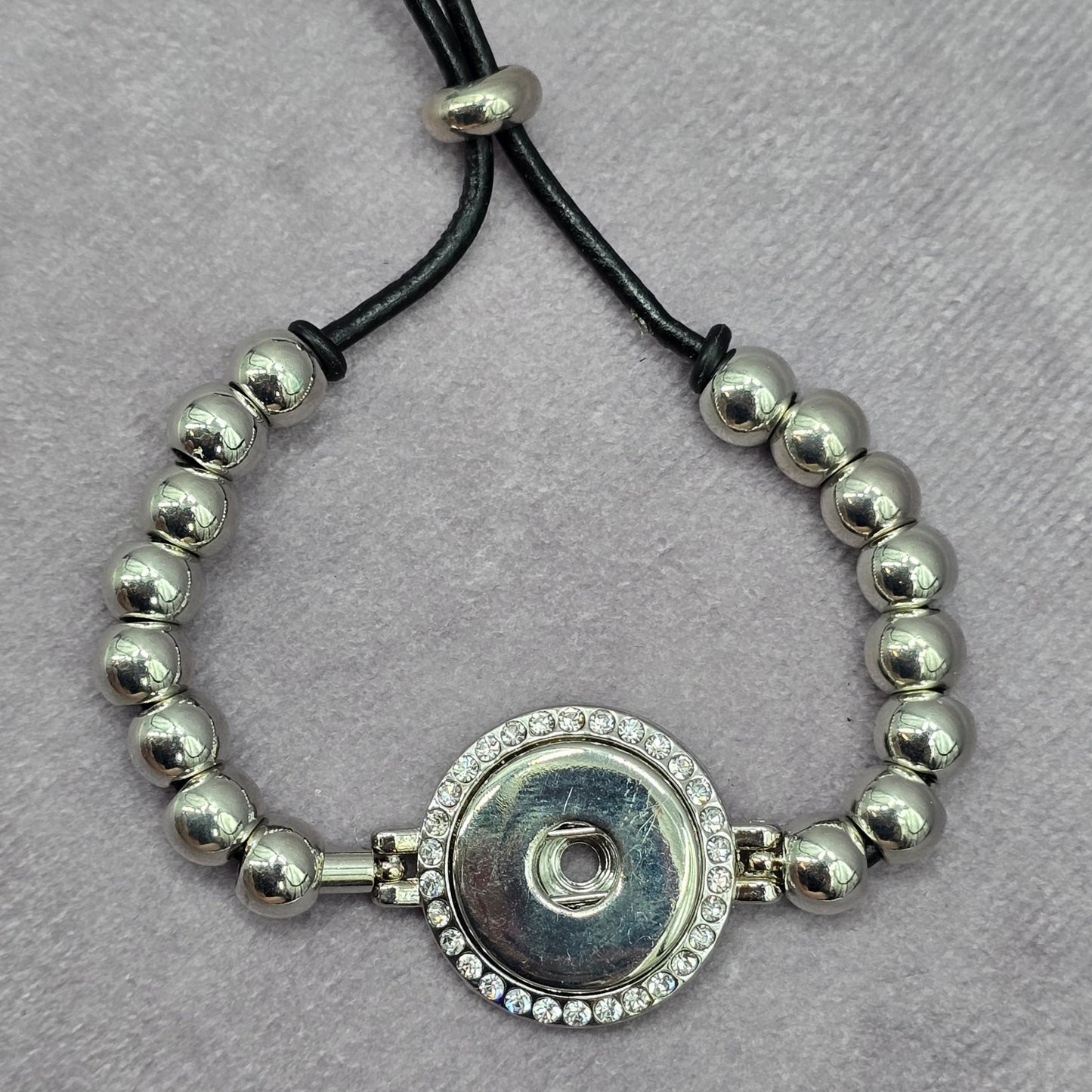 Silver Circle Bead Charm Gemstone Adjustable Bracelet Boho Retro Fashion Jewelry