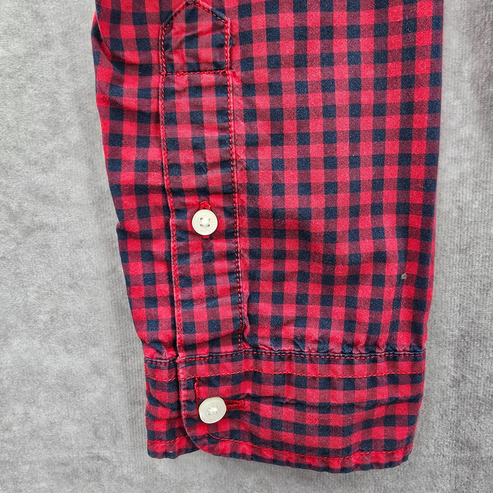 Abercrombie & Fitch Red Blue Plaid Tartan Button Down Long Sleeve Shirt Top XS