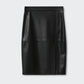 Mango Faux Leather Black Pencil Skirt Knee Length NWT Size 12